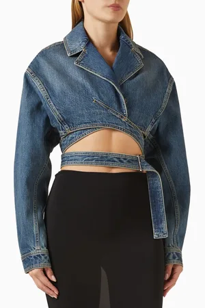 Alaïa Crossover Crop Jacket in Denim