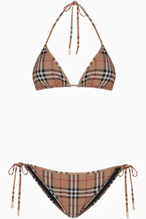 Burberry Vintage Check Triangle Bikini Set in Stretch-nylon