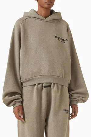 FEAR OF GOD Logo Crop Hoodie in Core Fleece