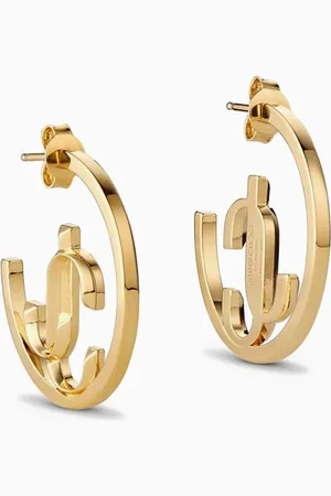 Jimmy Choo JC Monogram Hoop Earrings in -finish Brass