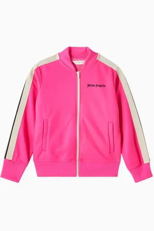 Palm Angels Logo Print Striped Track Jacket in Cotton-blend