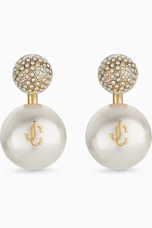 Jimmy Choo Auri Pearl & Crystal Earrings in Metal