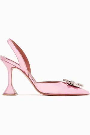 Amina Muaddi Begum 95 Crystal Slingback Pumps in Mirror Leather