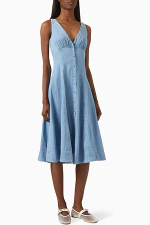 Reformation Sebastien Midi Dress in Denim