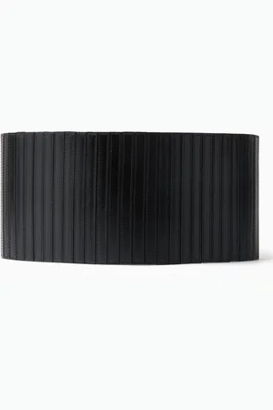 Alaïa Stripes Corset Belt in Leather & Stretch Fabric
