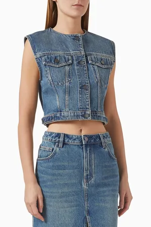 12 STOREEZ Cropped Vest in Denim