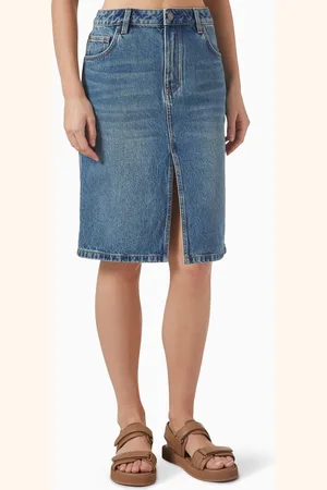 12 STOREEZ Midi Skirt in Denim