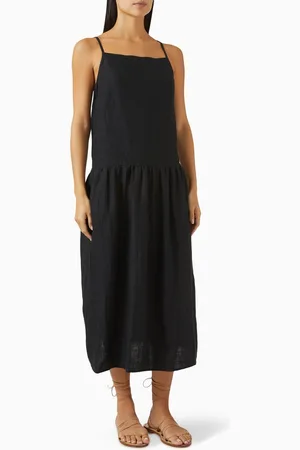 Deiji Studios Gathered Halter Dress in Linen