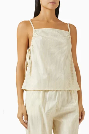 Deiji Studios Gathered Strap Top in Organic Cotton Poplin