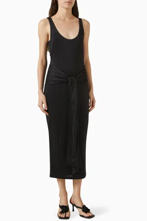 GOOD AMERICAN Waist Tie-up Ruched Dress in Slinky-jersey