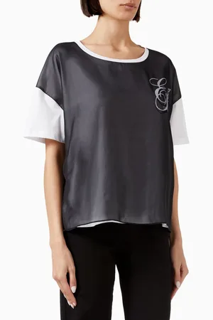 Emporio Armani Logo Chiffon-layer T-shirt in Jersey