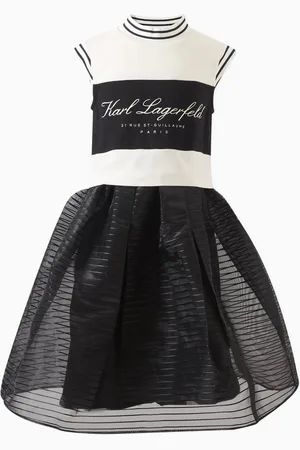 Karl Lagerfeld Logo Print Dress in Tulle