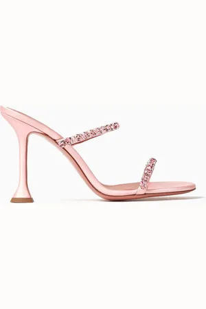 Amina Muaddi Gigi 95 Slipper Mules in Satin