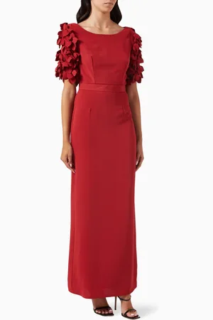 Amri Ruffle-sleeve Maxi Dress in Crepe