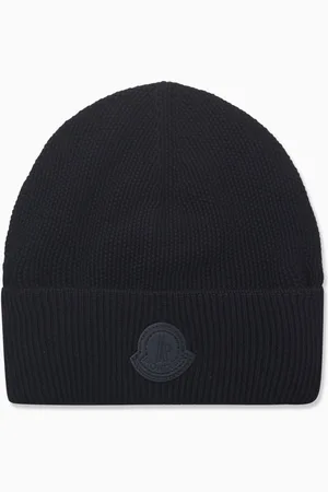 Moncler Logo Beanie Hat in Ribbed-knit