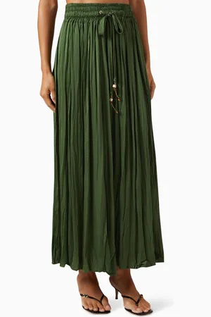 Hukka Pleated Drawstring Midi Skirt