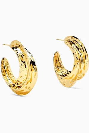 Self-Portrait Sculpted Hoop Earrings in -plated Brass