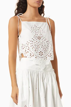Self-Portrait Embroidered Top in Cotton