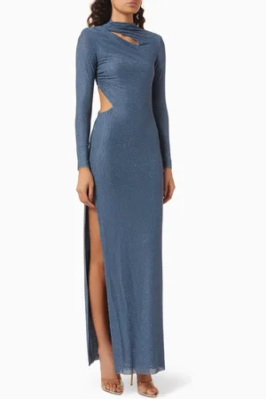 Self-Portrait Rhinestone Gathered Maxi Dress