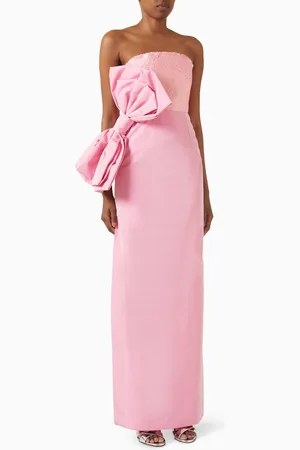Tuvanam Bow Trim Sequin Gown in Taffeta