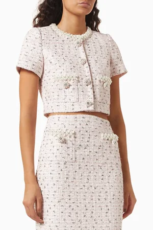 Self-Portrait Pearl-embellished Top in Boucle