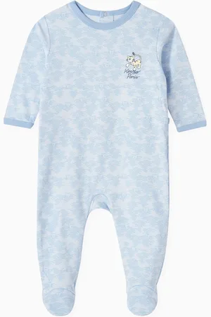 Kenzo Seigaiha-print Sleepsuit in Organic Cotton