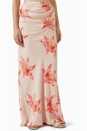 Alexander McQueen Printed Drape Maxi Skirt