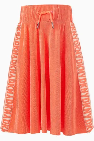 DKNY Logo-tape Pleated Skirt in Plissé