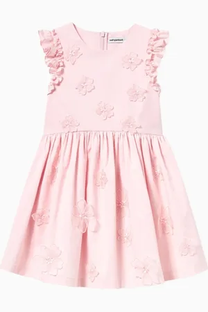 Self-Portrait Floral-applique Midi Dress in Cotton-poplin