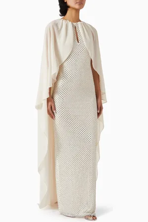 Self-Portrait Rhinestone-embellished Cape Maxi Dres