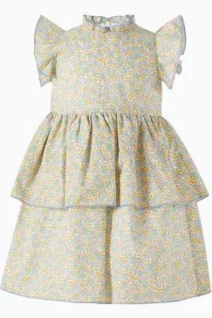 La Coqueta Florencia Floral-print Tiered Dress in Cotton