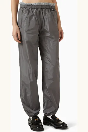 Miu Miu Turn-down Waist Trackpants in Technical Silk