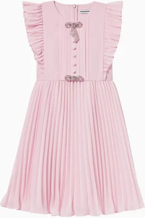 Self-Portrait Pleated Bow Dress in Chiffon