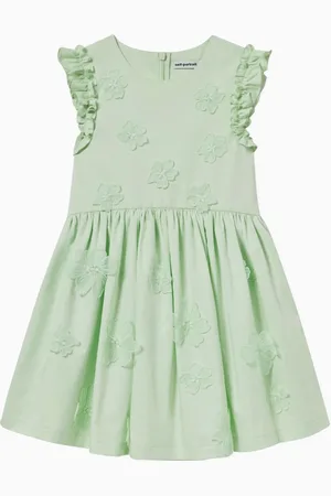 Self-Portrait Floral-applique Midi Dress in Cotton-poplin