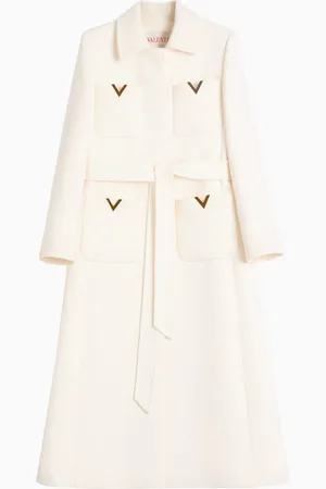 VALENTINO GARAVANI Logo Belted Coat in Virgin Wool Blend