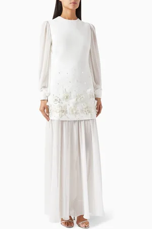 Nihan Peker Inari Floral-embellished Maxi Dress in Crepe & Chiffon