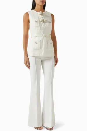 Self-Portrait Bow Jumpsuit in Bouclé & Crepe