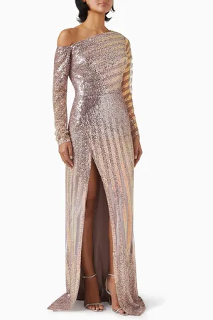 GEMY MAALOUF Sequinned Long-sleeved Dress