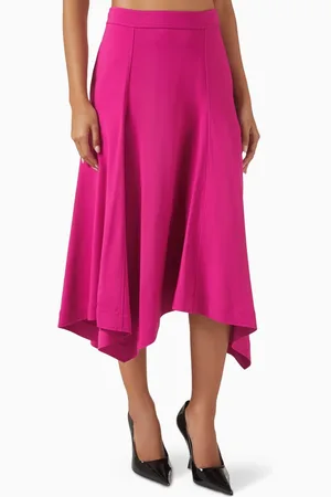 Salvatore Ferragamo Handkerchief Midi Skirt in Stretch Cady