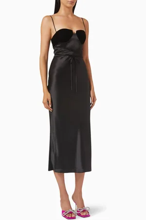 NAFSIKA SKOURTI Eclipse Midi Dress in Satin