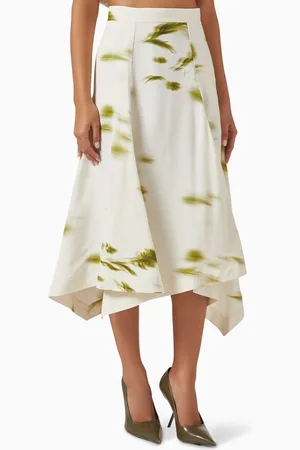 Salvatore Ferragamo Blossom-print Handkerchief Midi Skirt in Viscose Cady