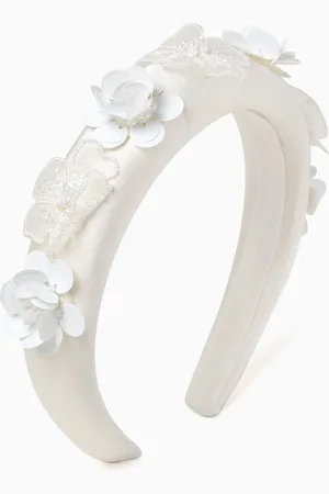 Self-Portrait Floral-applique Headband in Satin
