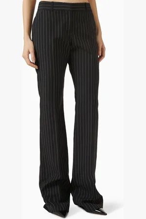 Alexander McQueen Pinstriped Flared Pants in Wool-blend