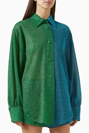 Oseree Lumière Colour-block Shirt in Lurex