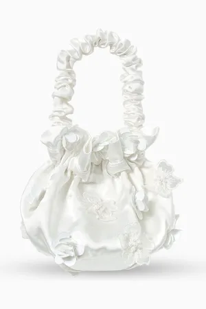 Self-Portrait Floral-applique Top-handle Bag in Satin