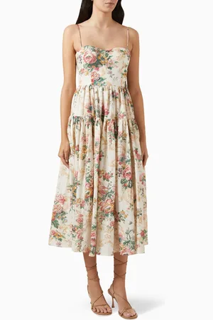 Erdem Floral-print Midi Dress in Linen