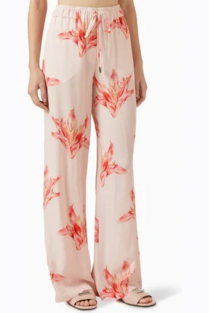 Alexander McQueen Printed Wide-leg Pants in Silk