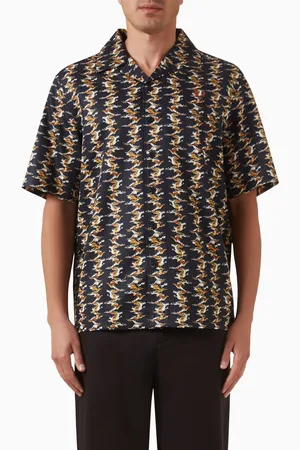 Fred Perry Abstract Print Revere Collar Shirt in Cotton