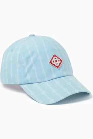 Casablanca Laurel Stripe Logo Patch Cap in Cotton Blend