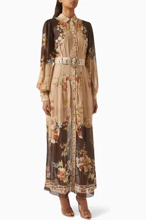 Hemant & Nandita Rohi Floral-print Belted Maxi Dress